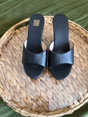 Black Slide Sandals for Women - Minimal Leather Mule